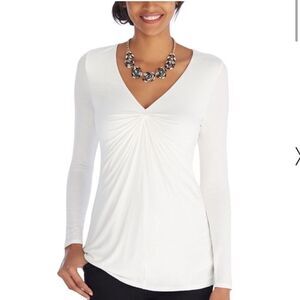 White House Black Market Long Sleeve Gathered Front Top S